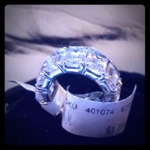 14k white gold emerald cut eternity band